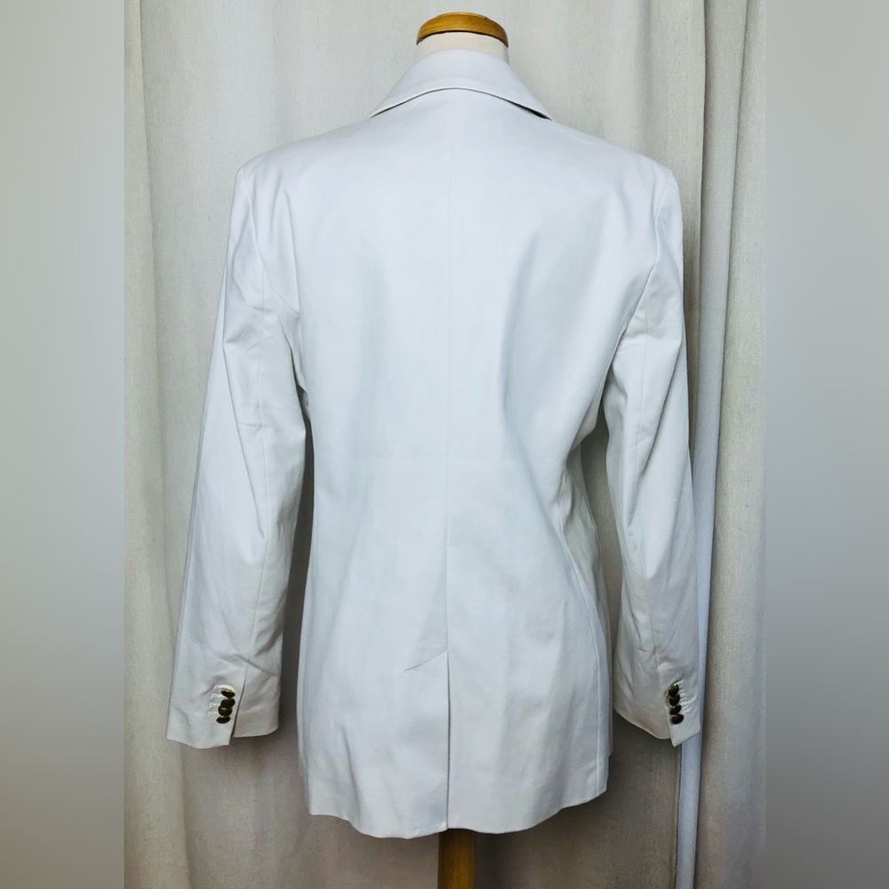 Banana Republic Blazer 12 White Double Breasted Gold Button Career Cotton Jacket - Picture 9 of 16